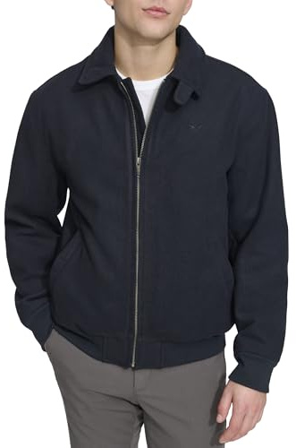 Dockers Men's Wool Blend Harrington Bomber, Navy, X-Large