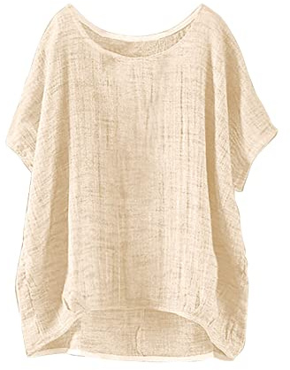 Muslin blus dam överdimensionerad – damblusar kortärmad linneskjorta vintage sommar långa skjortor lätt blus muslin blusar eleganta blusar linneskjorta överdimensionerad linne tunika