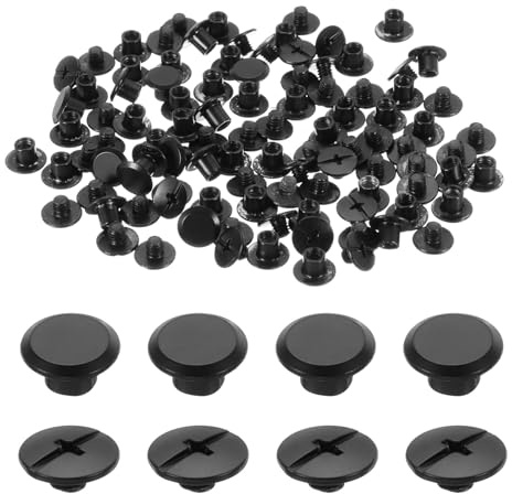 QUARKZMAN set om 50 M5 x 5 mm Chicago skruv metall Phillips huvud bindningsskruvar stolpar spik nitar för gör-det-själv läder bälte väska hantverk bokbindning, svart