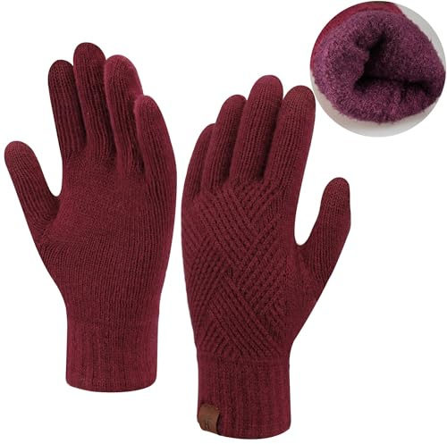 Bequemer Laden Womens Winter Warm Knit Touchscreen Gloves Cold Weather with Thermal Fleece Lined