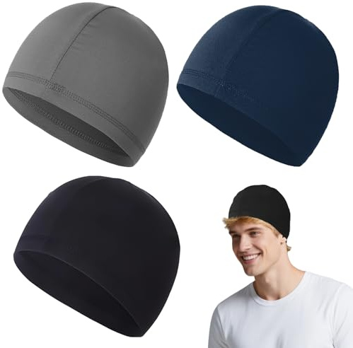 Yesimola Bonnet Running pour Hommes et Femmes 3 Pièces, Bonnets de Cyclisme sous Casque, Séchage Rapide Bonnet de Sport Respirant en Soie Glacée Été pour Escalade, Course, Cyclisme