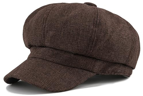 PivotWing Mütze Damen Atmungsaktiv Bequem Schirmmütze Damen Weich Alltagstauglich Baskenmütze Baumwoll Leinen Ballonmütze Lässig Mode Schiebermütze Vintage Barett Newsboy Cap Beret, Braun 56
