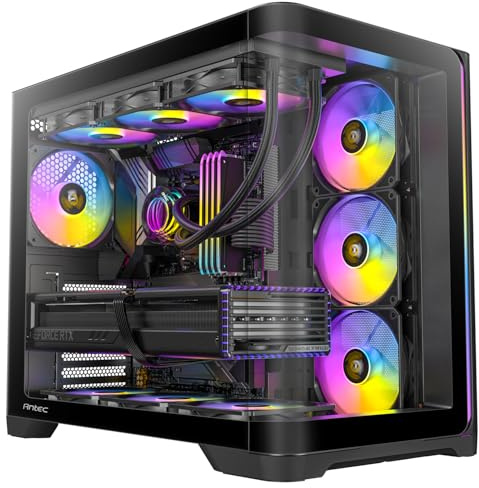 Antec C5 Curve ARGB, 4 x 120 mm ARGB PWM-fläktar ingår, upp till 10 st. fläktar samtidigt, typ C 3.2 Gen 2-port, främre och sidopaneler av krökt härdat glas, radiatorfäste