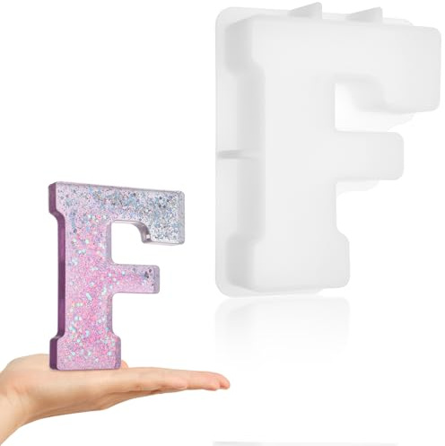 Luxeu Stampi in Silicone Lettere Grandi, 7 inch Stampi per Resina Epossidica Lettere Grandi, Lavabile e Riutilizzabile, per Arte Segnaletica, Arte in Resina Epossidica, Artigianali (F)