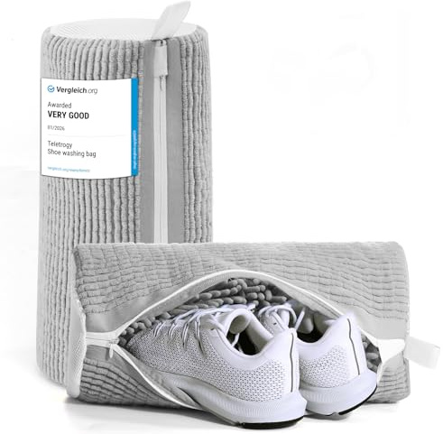 Teletrogy Trainer Washing Machine Bag 2Pcs Side-Open Hidden Zipper, Grey | Large Capacity, Elongated Thicken High Density Plush Pile 360° Wrap-Around Cleaning, Durable And Reusable