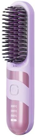 Alisador De Pelo Sin Cable, Cepillo Rizador Sin Cables, Plancha de Pelo Portátil 2 en 1 Cable con 3 Temperaturas Ajustables