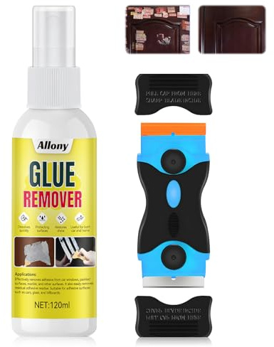 ALLONY Quita Adhesivos, Disolvente Universal, Removedor de Pegamento, Quita Pegatinas, Superficies de Vidrio Metal, Eliminador de Residuos Pegamento, 120ML