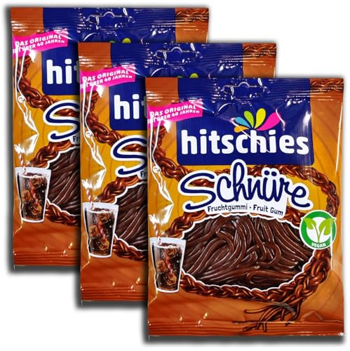 Hitschler Hitschies Schnüre Cola 3 x 125g Fruchtgummi-Schnüre mit Colageschmack