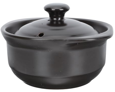 Veemoon Olla de Barro de Cerámica 1l para Estofado y Sopa, Resistente al Calor y Cambio Térmico, Cazuela Multifunción para Cocina Doméstica, Adecuado para Guisos de Pollo y Arroz