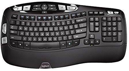 Logitech K350 Wireless Wave Keyboard with Unifying Wireless Technology, Black