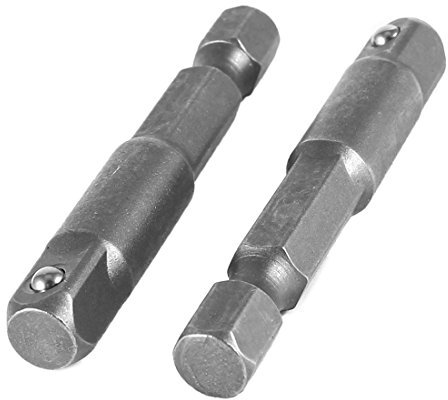 Sourcingmap 2 x Socket Adapter Set 1/4 Hex Shank to 1/4 Impact Driver/Drill
