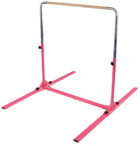 Tumbl Trak Jr. Bar PRO Adjustable Height Horizontal Gymnastics Kip Bar for Home Gym, Pink, 56g/2oz Chalky Hands Chalk Ball Included