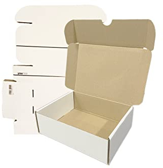 Youmar Solutions - Pack 25 Cajas (Talla L) Carton Envios BLANCAS Automontables para Ecommerce y postal, Mediana 31x18x9cm