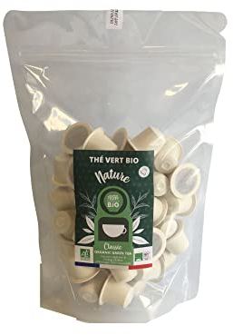 CAPSUL&BIO Thé Vert de Chine nature - 50 Capsules Biodégradables - Compatible avec les machines Nespresso - 100% Végétales - Rapide et Sain - Fabrication Française