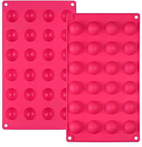 Webake Silikonform Halbkugel Backform Mini Halbkugelform Silikon 3 cm 2 Stück für Kuchendekoration Gelee Pudding Süßigkeiten Schokolade 24 Löcher Halbkreis
