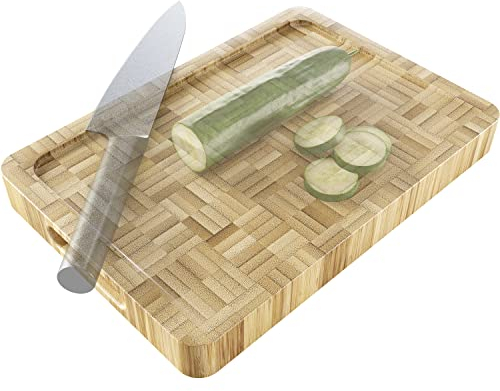 Tabla de cortar de bambú 100% FSC – versátil tabla de desayuno de madera con canal de jugo y agarraderas (práctico accesorio de cocina, ingenioso ayudante de cocina y tabla de cocina) – KD Essentials