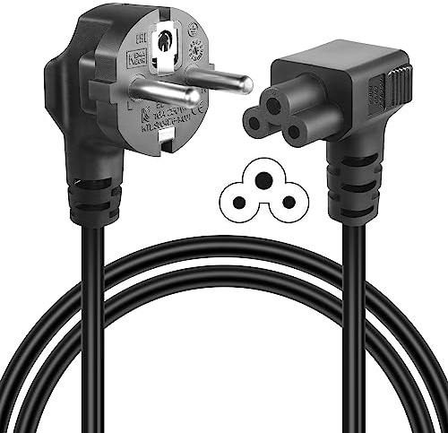 GELRHONR 1,5 M CEE7 Till IEC 320 C5-Uttag Strömkabel, Musse Pigg Kontakt Bärbar Dator Nätkabel för Skanner, Skrivare Och LED TV-Monitor - Svart (Down Vinkel C5)