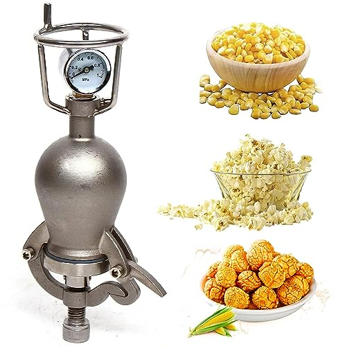 Vintage Popcorn Machine, High Pressure Popcorn Home Small Maker, Mini Stainless Steel Professional Roasting Popper for Family Gatherings Study Party Fun