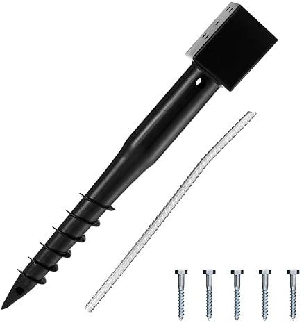 LADECH Anclaje de tierra premium sin excavación, estaca atornillada de bricolaje, 27 pulgadas, se adapta a postes estándar de 4 x 4, ideal para buzones y postes de valla (juego de 1)