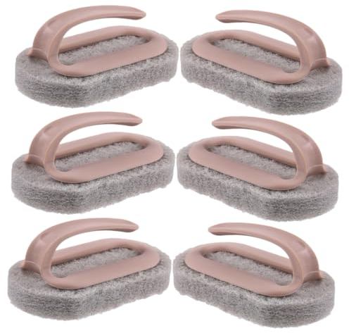 LALAFINA 6pcs Pink Stuff Bathroom Cleaner Bath Cleaning Brush Kitchen Accessory Pp Scrubbers Soft Sponge Handles