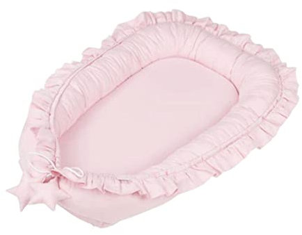 Baby Nest Pod Baby Lounger Cotton Newborn Nest Co-Sleeping Pod Portable Bassinet Mattress with Lace Baby Sleep Pod