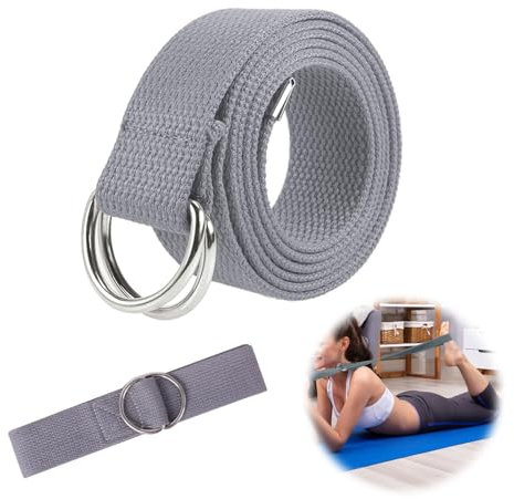 1 Stück Praktisches Yogagurt, Stretch Band für bessere Dehnung, Stretching Yoga Band mit Verschluss aus Metall, Fitness Stretchgurt für Anfänger und Fortgeschrittene für Yoga, Pilates (Grau)