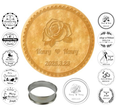 2024 Personalizzato Timbro per Biscotti a Tema Anniversario/Matrimonio con Testo, 3D Design Stampo da Forno Personalizzati, Regalo per Fornai/Appassionati di Pasticceria