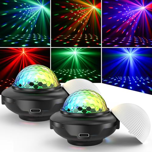 Mini Discokula, SEBRUANC Discoljus Festljus 300mAh Inbyggt Batteri USB C Musikstyrt ljus DJ Boll med Nattlampa för Fester Barn Födelsedag Jul Present