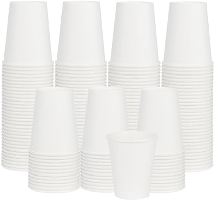 ECOEXTRA Coffee Cups 8 oz 400 Pack, Disposable Paper Cups 8 oz, White Paper Hot Coffee Cups Suitable for Party, Picnic, Travel, and Events