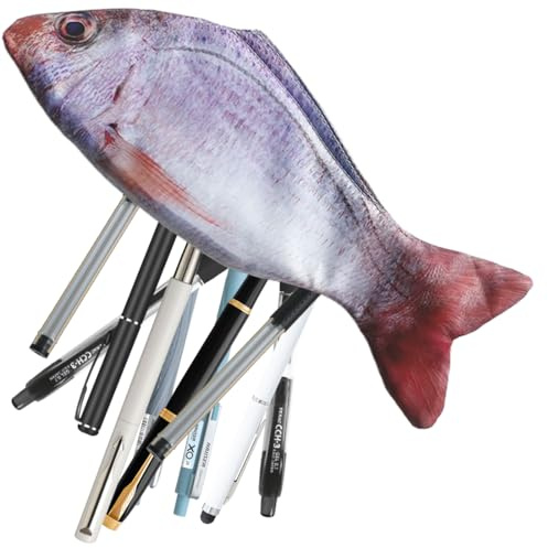 SIVZUMO 1 Pièce Étui à Crayons en Forme de Poisson Sac de Stylo de Poisson Nouveauté Étui à Crayons Poisson Drôle avec Doublure en Mousse Épaisse Rembourrée et Cadeaux Stylos de Poisson Mignon - Rouge