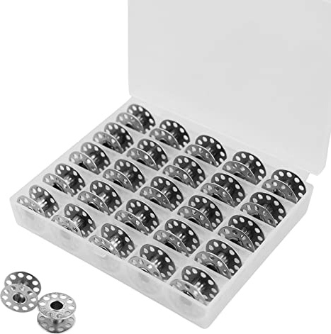 REBECASKYENS 25 bobinas de máquina de coser, caja de bobinas, accesorios de costura, bobina de hilo inferior de metal, para máquinas de coser artesanales