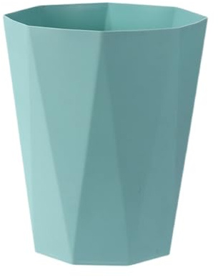 Polygon Small Plastic Bin, Slim Waste Paper Bin Wastebasket Garbage Container for Desktops, Office, Bedroom - Lightweight Recycling Trash Can with Smooth Finish 21x24cm (Green)