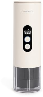 CREATE / THERA MOVE/Cafetera express portátil para cápsulas y café molido blanco roto/Preparación en frío y en caliente, 15 bar, capacidad de 80ml, 150W