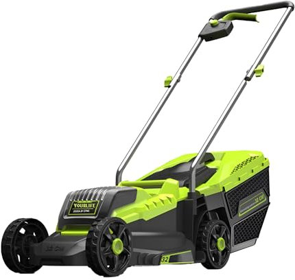 LADECNERHT Cortacésped Eléctrico Inalámbrico De 1600 W con Dos Baterías De 4.0 Ah Y Cargador Rápido Incluido. Cortacésped De Empuje a Batería. Motor Sin Escobillas De 3400 RPM.