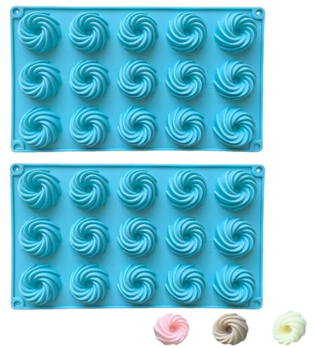 LGWJHCY 2 stampi per dolci a spirale in silicone, 15 pezzi, con rivestimento antiaderente