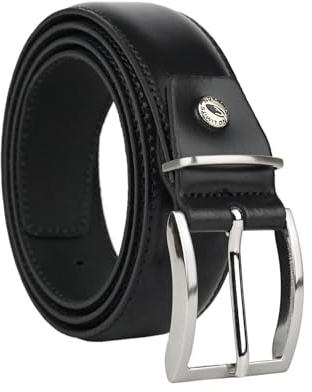 No Limits Cintura Uomo In Vera Pelle, Made in Italy, Classica Con Cuciture e Accorciabile, Fibbia in Metallo Nickel Free, Alta 3,5 cm Con Scatola