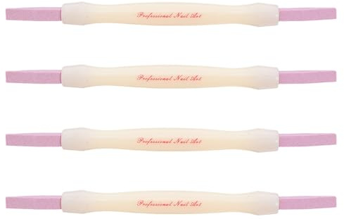 ERINGOGO Lima per Unghie a Doppia Estremità in Quarzo 4 Pezzi Bastoncino per Rimozione Cuticole e Tampone Lucidante Strumento Portatile per Manicure e Pedicure Domestica e Professionale