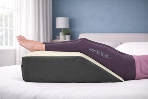 Comfort Collections High Density Foam Leg Rest Wedge Pillow, Elevation Support Cushion for Bed or Sofa, Firm Support for Legs, Back and Relaxation, Clinical Therapeutic Grade (Grey)
