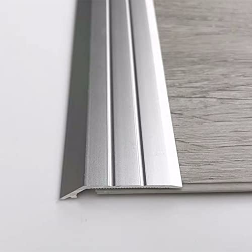 YAYDAFSHSAI Borde para baldosas, Perfil de transición metálico Autoadhesivo Multicolor for Suelos de Madera, moqueta, baldosas y laminados(Silver)