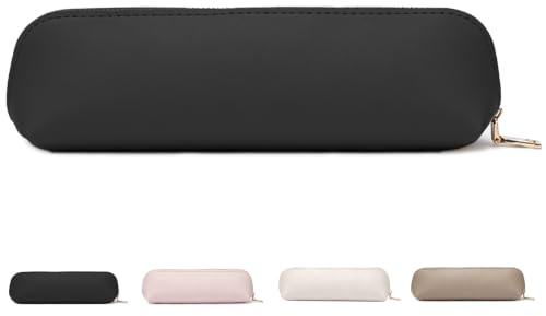 VIDSTW Pencil Case PU Estuches 18,5 × 6 × 5,5 cm (Negro) | Estuche Escolar Con Cremallera Gran Capacidad Impermeable Portátil para La escuela La Oficina Y Los Viajes