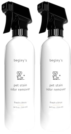 El mejor removedor de manchas y olores para mascotas de Begley's Best Natural, 24 onzas, fórmula ecológica a base de plantas, limpia azulejos, madera, alfombras y tapicería LBC-018B, 2 Pack De, 2