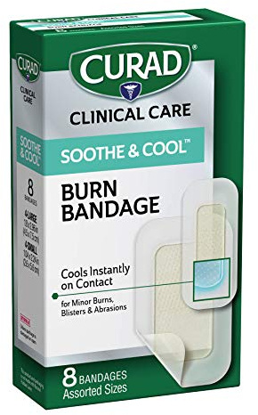 Curad Soothe & Cool Burn Bandages, Instant Cooling, Assorted Sizes, 8 Count
