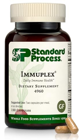 Standard Process Inc. Immuplex - Daily Immune Support Supplement with Folate, Iron, Vitamin C & Vitamin A - Mineral Supplement with Antioxidant Ingredients - 150 Capsules