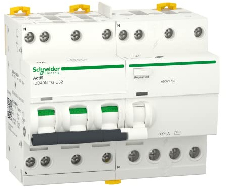 Schneider Electric - Acti9 iDD40N - disjoncteur différentiel tête de group - 3P+N C 32A 10kA 300mA AC - A9DV7732