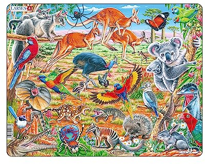 Larsen Puzzles FH45 Kinder Rahmenpuzzle Die Einzigartige Fauna Australiens 60 Teile ab 4 Jahre Puzzle Lernspielzeug Spiel Spaß