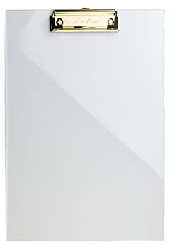 Dany Marcus Klemmbrett aus transparentem Acryl mit goldener Metallklemme, gummierte Bügelklemme und Aufhängöse