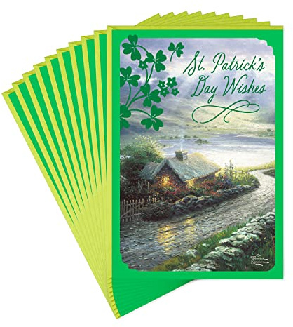 Hallmark Thomas Kinkade St. Patricks Day Cards, 10-Pack (Seaside Cottage)