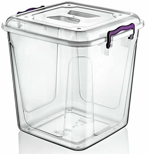 Best House 10 Litres Deep Clear Storage Box Container with Lid Square and Handles, Stackable Organizer Bin for Home, Kitchen, Garage, and Store Cloths, Boots, Toys, Food, and Accessories (Pack of 2)