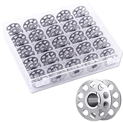 Nähmaschinenspule, 25 Stück Spule nähmaschine Leer mit Aufbewahrungsbox, Spulen Metall Garnspule