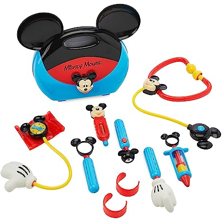 Disney Store Official Mickey Mouse Doctor Playset for Kids, 10 Pc., Set Includes Carry Case, Stethoscope, Thermometer, Flashlight and More, Suitable for Ages 3+